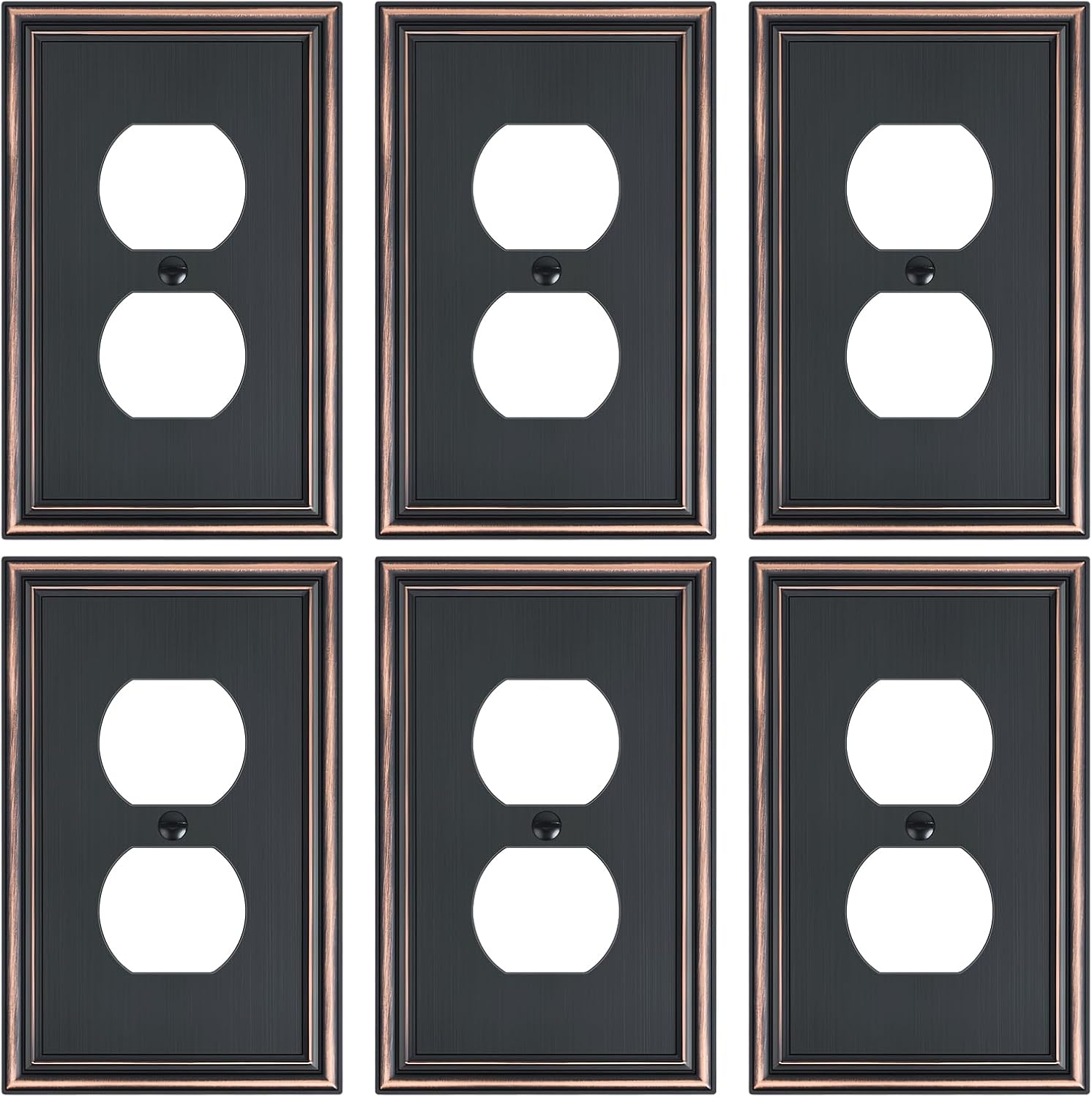 6-Pack Single Duplex Outlet Cover Plate, Decorative Aged Bronze Switch Plates and Outlet Covers