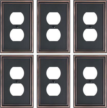 6-Pack Single Duplex Outlet Cover Plate, Decorative Aged Bronze Switch Plates and Outlet Covers