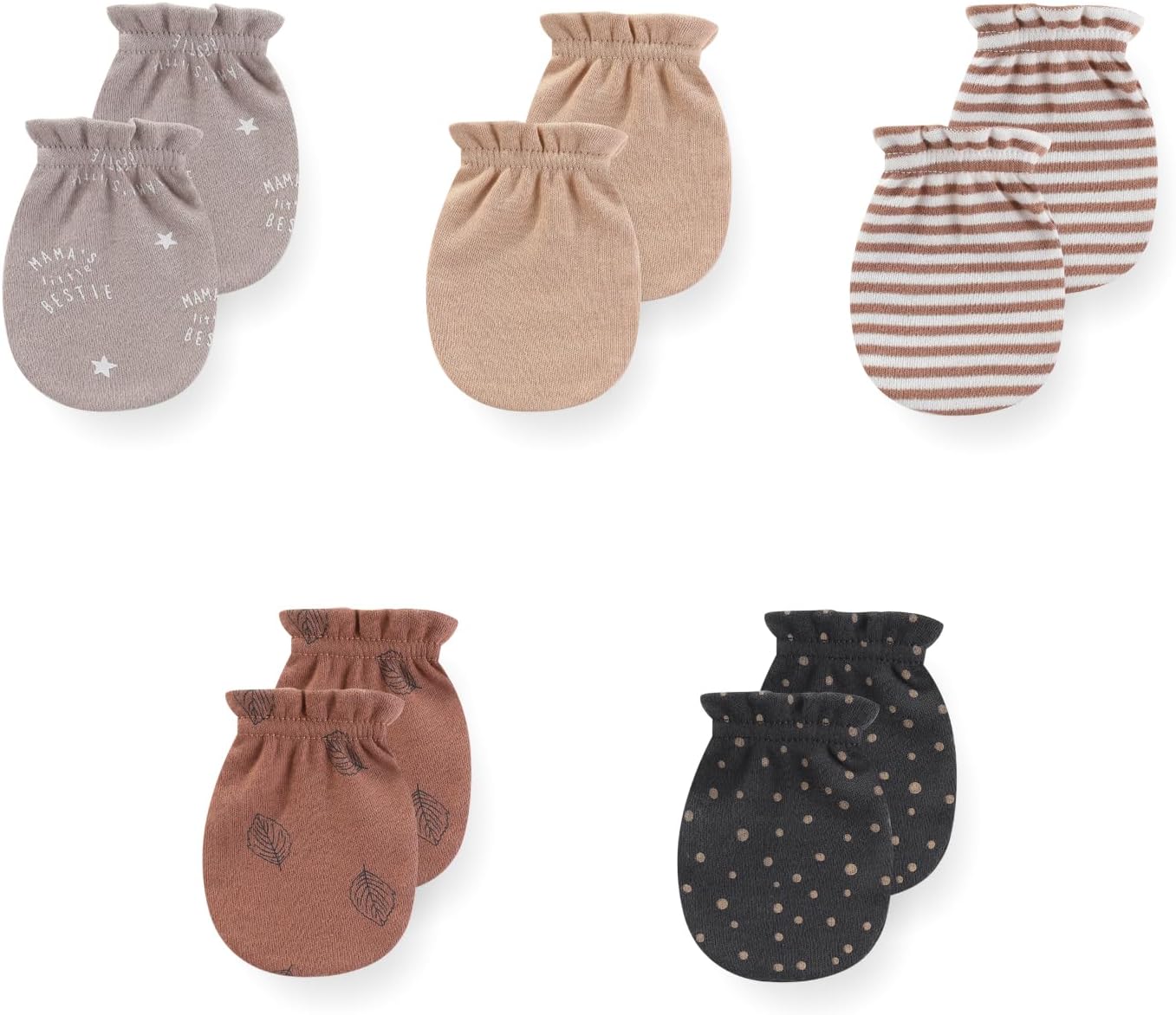5 Pack Unisex New Born Boy Girls No Scratch Mittens Cotton Soft Baby Gloves Accessory 0-3 Months