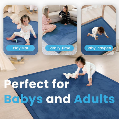 Ultra Soft Baby Play Mat,1.3" Thick Elasti-Foam 59"×71" Playpen Mat for