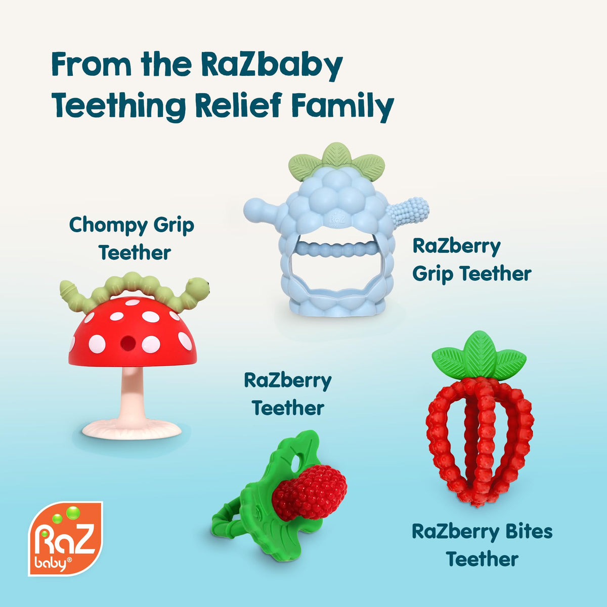 RaZbaby Soft Silicone Infant & Baby 3M+ Teether Toy Massaging Bristles Teething Relief Pacifier