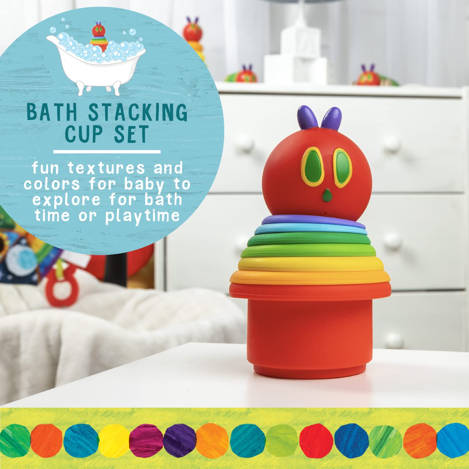 Kids Preferred World of Eric Carle The Very Hungry Caterpillar Bath Time Stacking Cup Set with