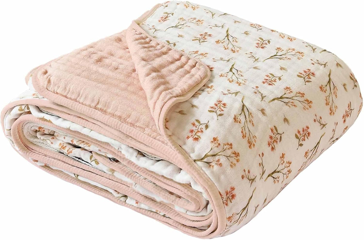 Pack of 2 Ultra Soft Muslin Baby Blankets for Girls Boys Breathable Lightwight Cotton Muslin