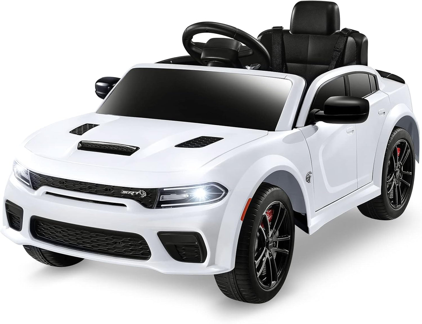 12V 7Ah Kids Electric Ride on Car, Licensed Dodge Charger SRT Hellcat, Battery Powered 4-Wheels Toy