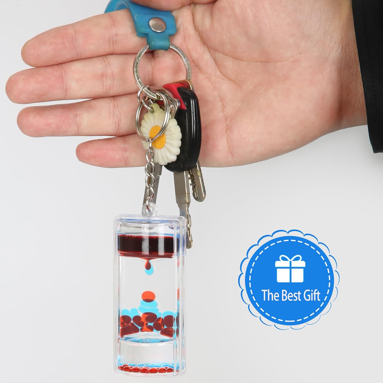 Dynamic Liquid Timers Key Chain Set, Colorful Motion Bubbler Timekeeper Key Chain, Liquid Hourglass