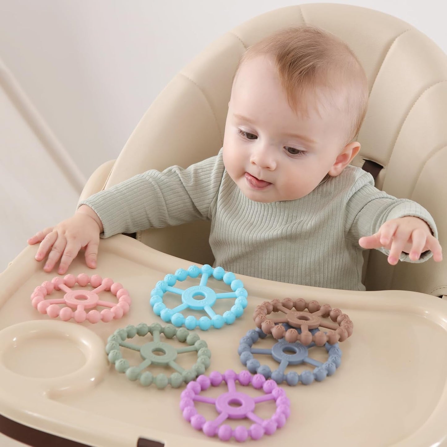 3 Pack Ring Teether Baby Infant Toys, Silicone Teething Ring Toys for Babies 0-6 Months, Seposeve