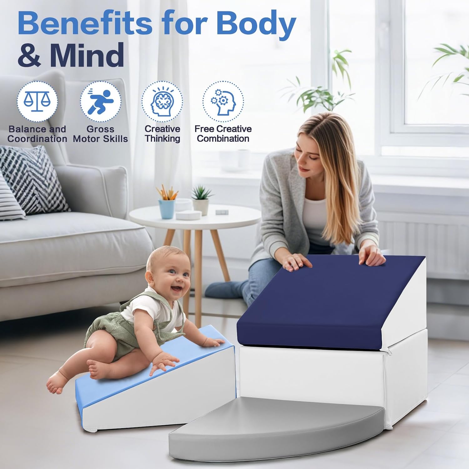 Sumbababy Climbing Foam Blocks for Toddlers: PU Leather Foam Blocks for Kids Active Play - Toddler