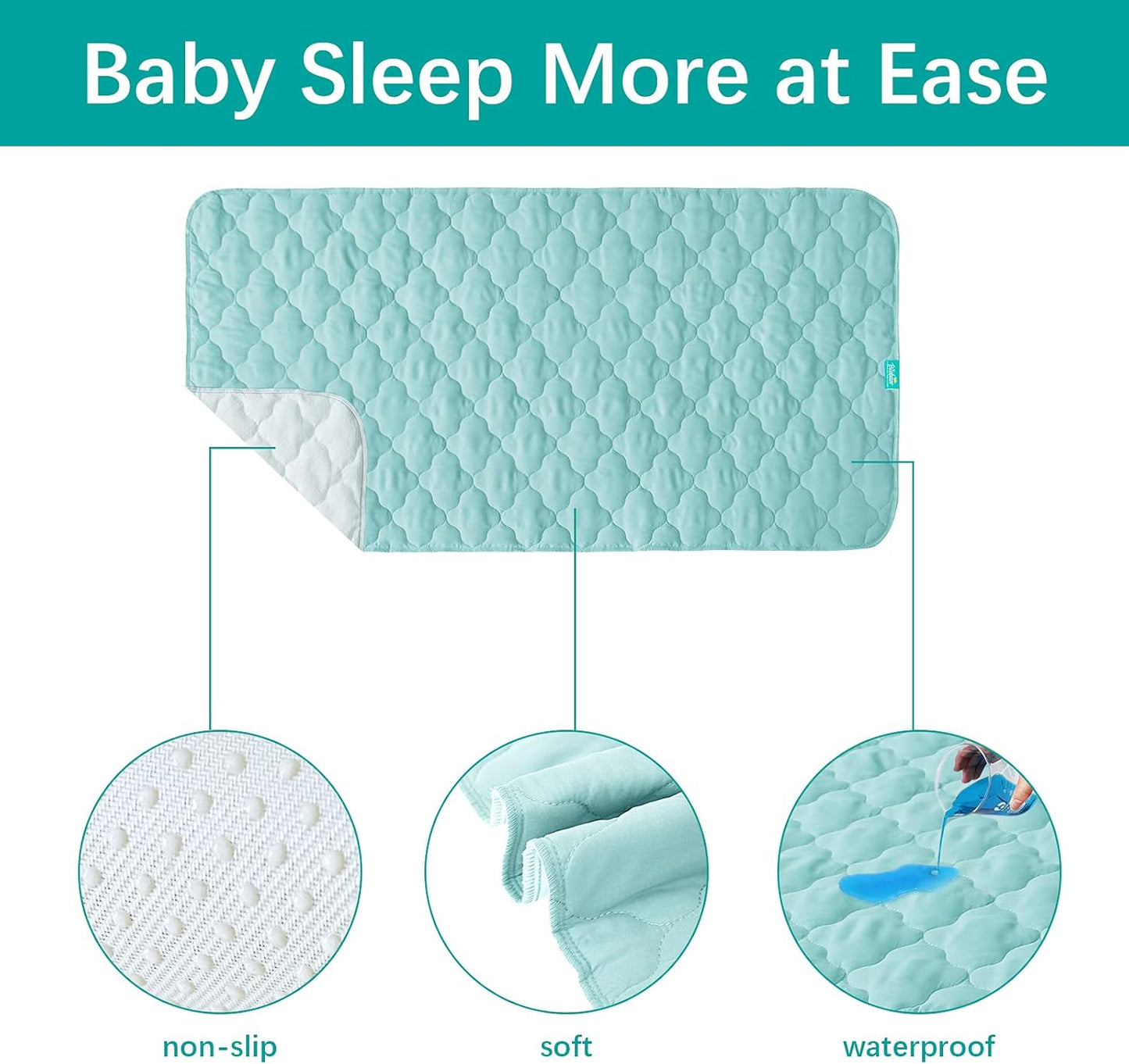 Waterproof Crib Mattress Protector Pad Cover 28" x 52", Anti Slip & Absorbent Waterproof Bed Pads