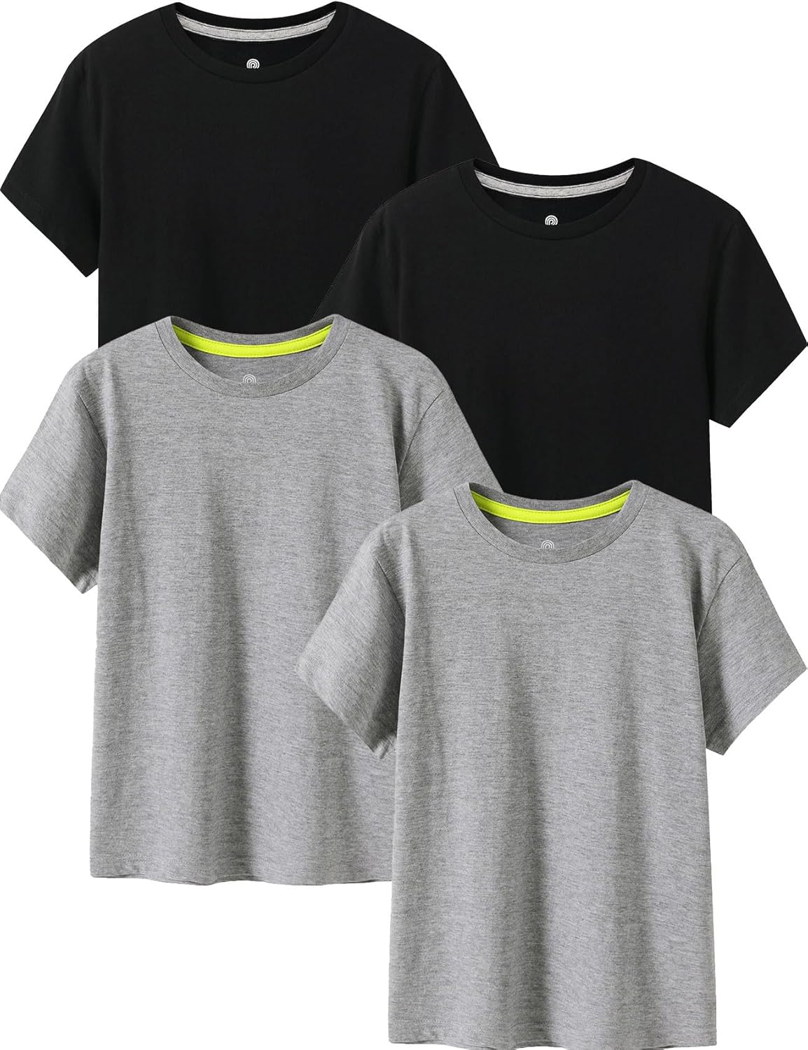 LAPASA Kids T-Shirts Short Sleeve (4 Pack) 100% Cotton Plain Top Tees Boy & Girl Unisex Toddler