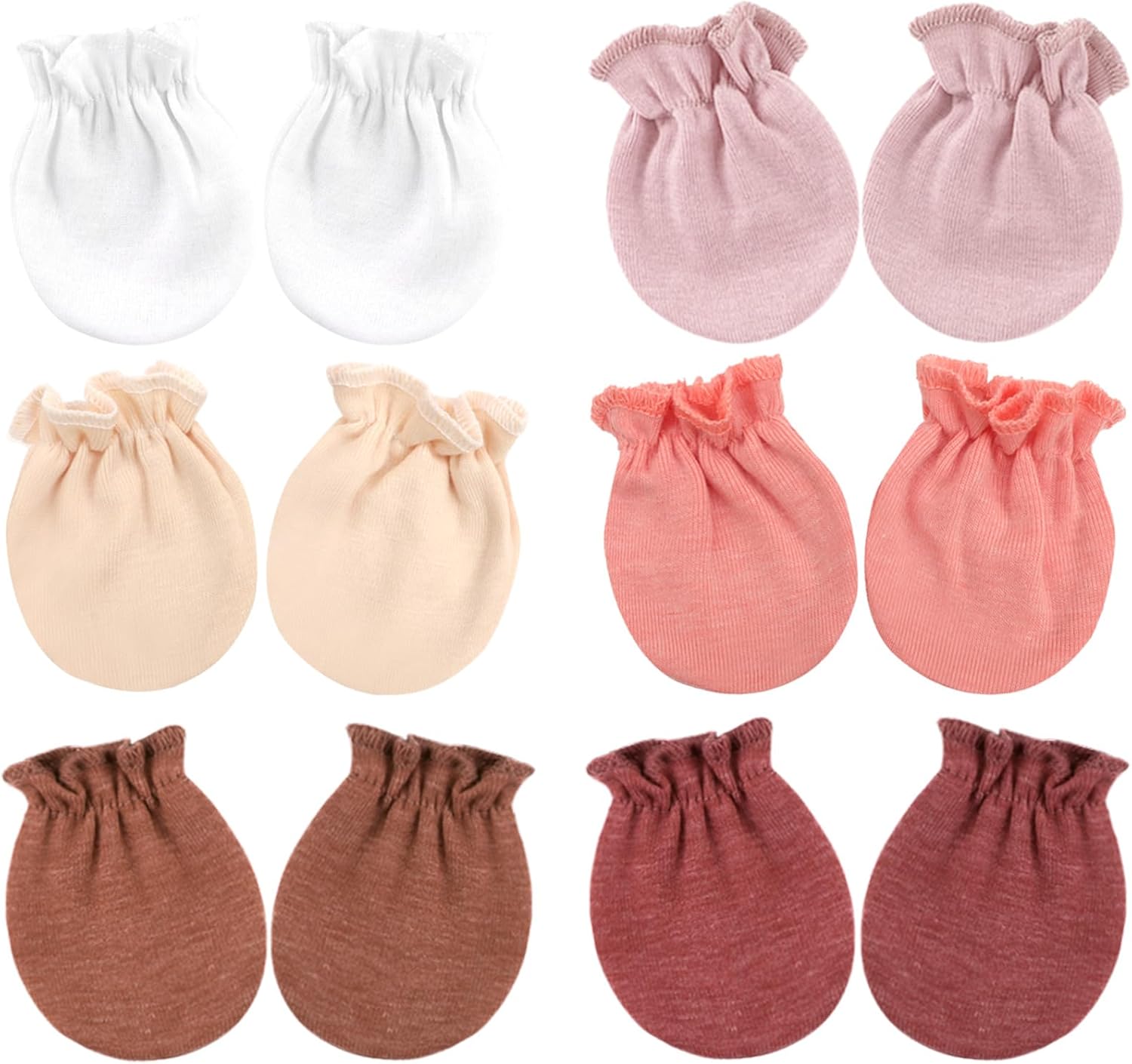 BQUBO Newborn Infant Toddler Mittens No Scratch Cotton Elastic Wrist Gloves Hypoallergenic for 0-6