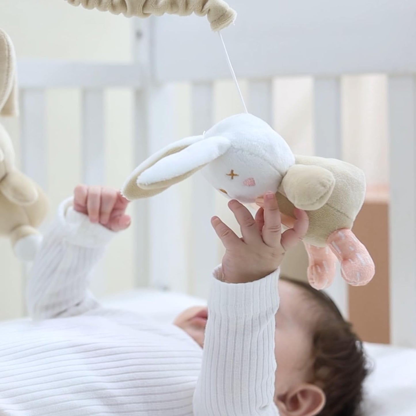 Musical Crib Mobile with 12 Lullabies, Rotating Arm and Detachable Plush Toys, Unisex Clip On