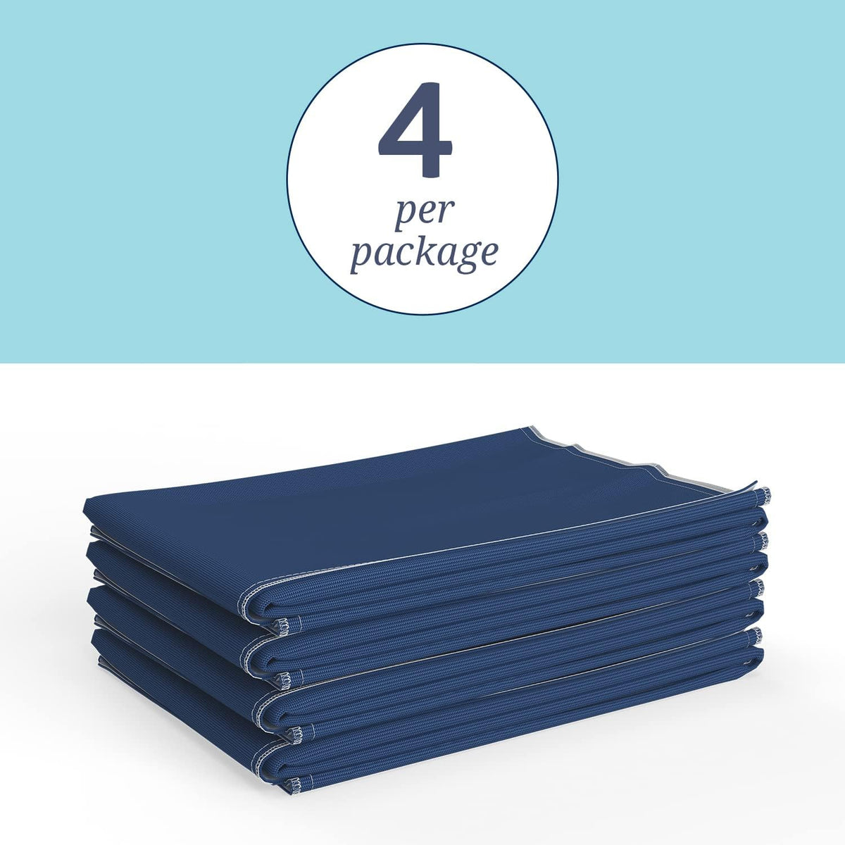 Medline Sofnit 300, Pack of 4 Large Washable Blue Underpads, 34”x 36” for Use as Reusable Pet Pads