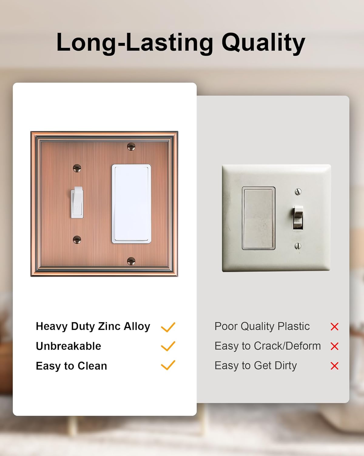 2-Pack Combo Toggle/Decorator Light Switch Cover Plate, Antique Copper Decorative Electrical Outlet