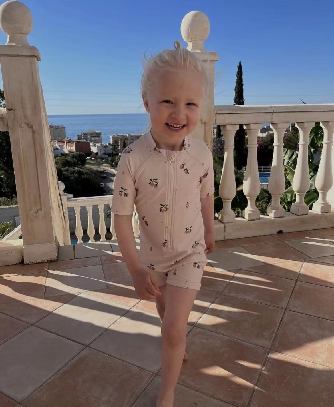 Boys One Piece Swimsuit Whale Dolphin Bathing Suit Zipper Rash Guard Kid Short Sleeve Swimwear