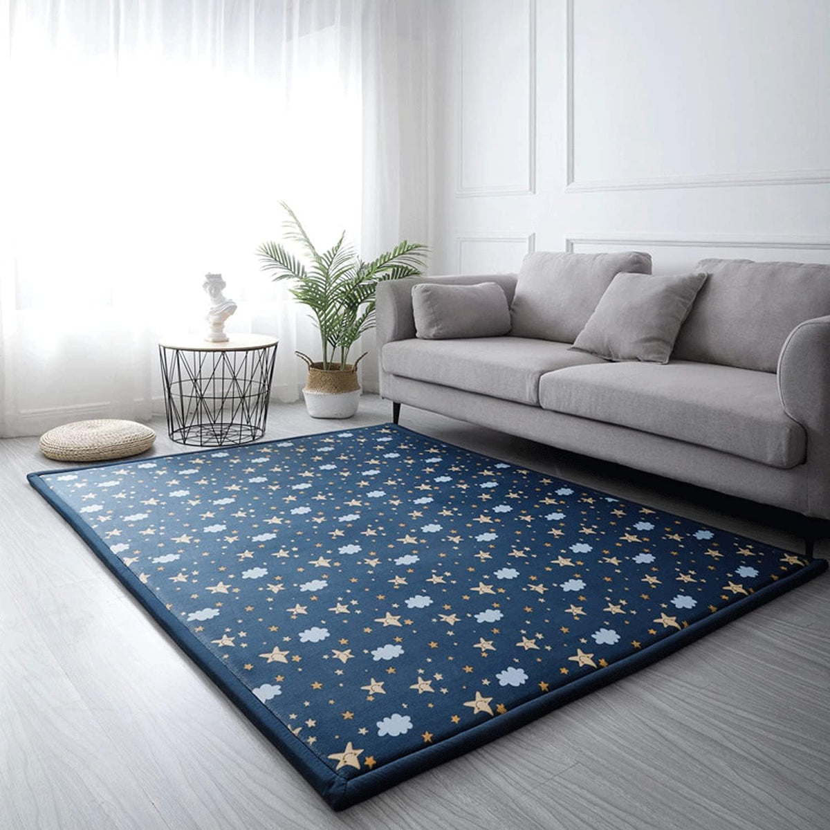 Loartee Coral Velvet Area Rug - 1" Thick Memory Foam Baby Play Mat, Washable Toddler Carpet, Home