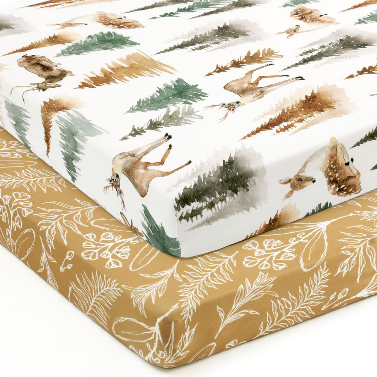 Stretchy Ultra Soft Jersey Knit Fitted Pack n Play Sheets Set 2 Pack, Portable/Mini Crib Sheets