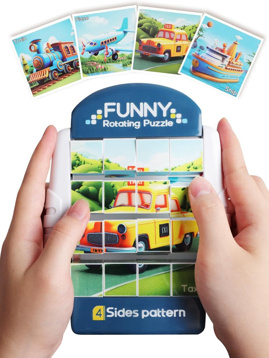 16-Piece Rotating Puzzles for Kids 4-6, Toddlers Puzzles 2-4, Road Trip, Airplane Activities Game