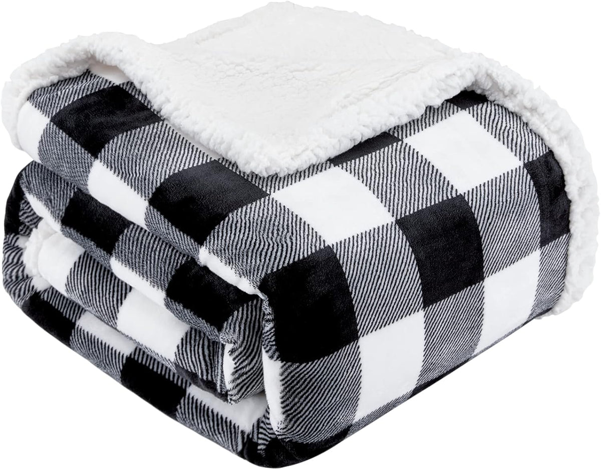 Touchat Sherpa Plaid Twin Blanket 60" X 70", Fuzzy Fluffy Soft Cozy Throw Blanket, Twin Size Plush