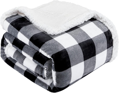 Touchat Sherpa Plaid Twin Blanket 60" X 70", Fuzzy Fluffy Soft Cozy Throw Blanket, Twin Size Plush