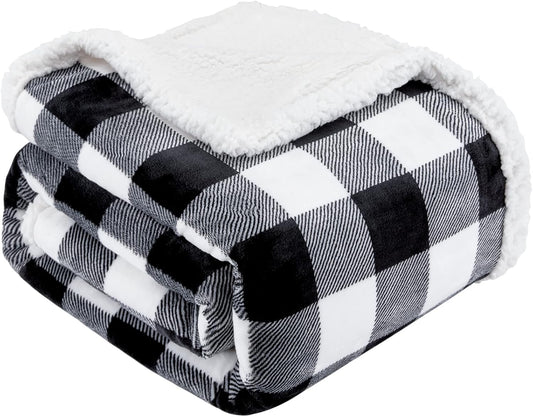 Touchat Sherpa Plaid Twin Blanket 60" X 70", Fuzzy Fluffy Soft Cozy Throw Blanket, Twin Size Plush