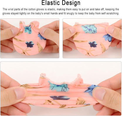 Newborn Baby Mittens No Scratch Cotton Elastic Wrist Gloves Infant Toddler Mittens for Baby Boy