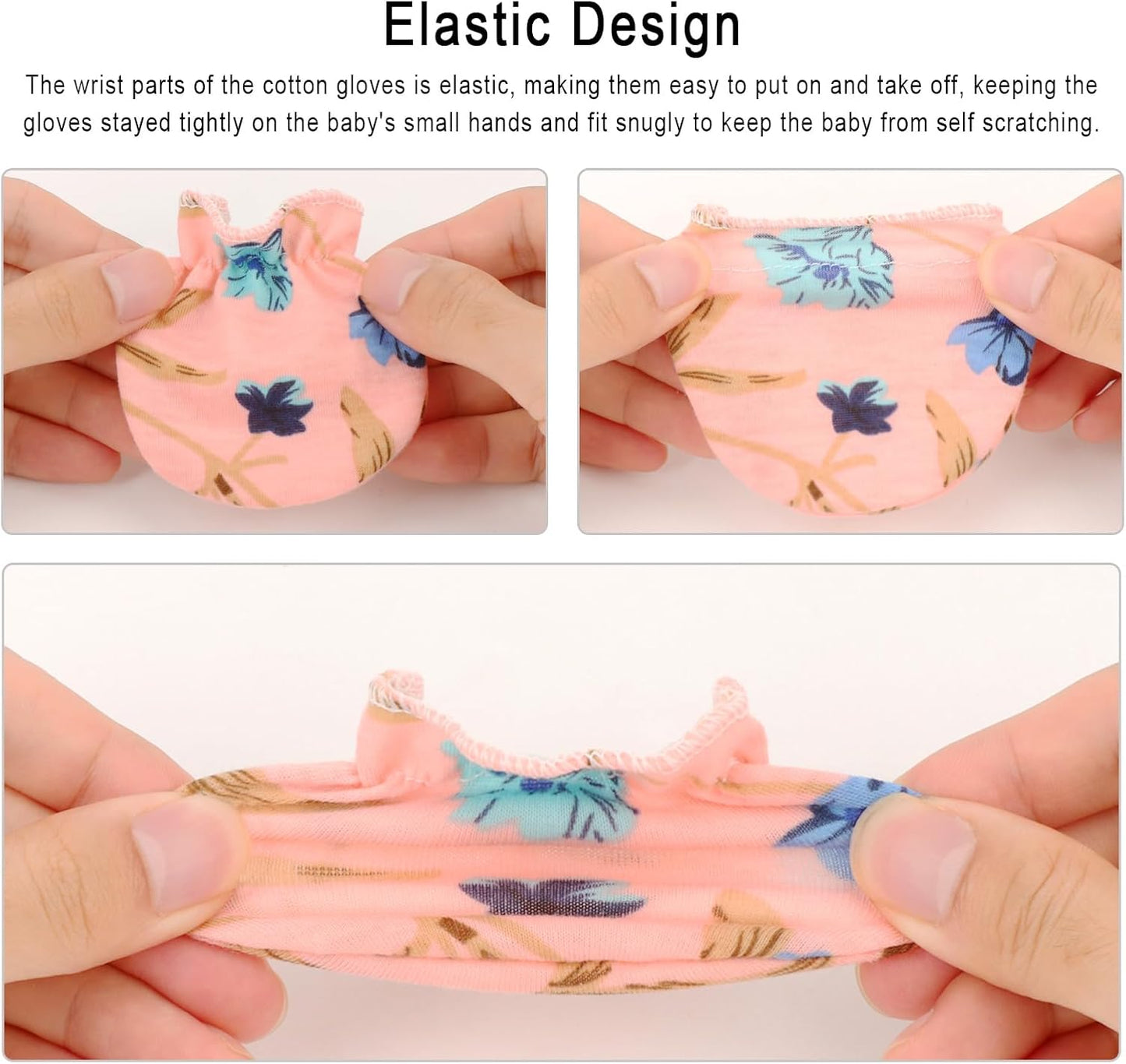 Newborn Baby Mittens No Scratch Cotton Elastic Wrist Gloves Infant Toddler Mittens for Baby Boy