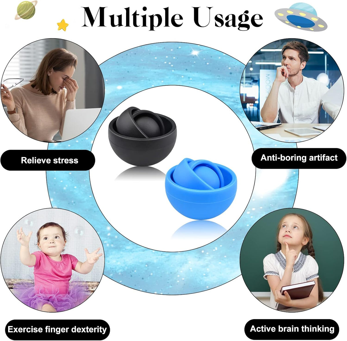 Fidget Toy Adults 2PC, Fidget Spinner Sensory Toys for Kids with Autism, Cool Gadgets Gifts for