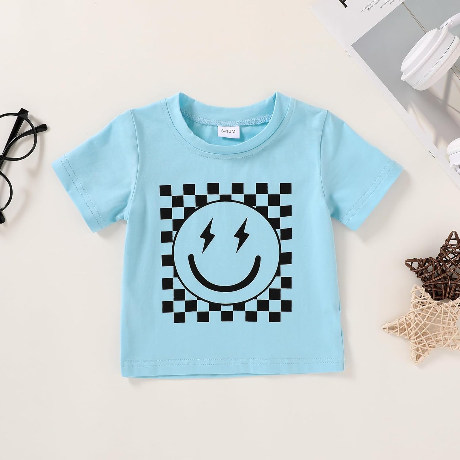 Happy Town Toddler Clothes Baby Boy Girl Smiley Face Shirt Short Sleeve T-Shirt Tee Summer Tops