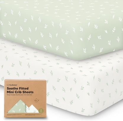 2-Pack Mini Crib Sheets Fitted - 38x26 Pack N Play Sheets for Pack and Play Mattress, Organic