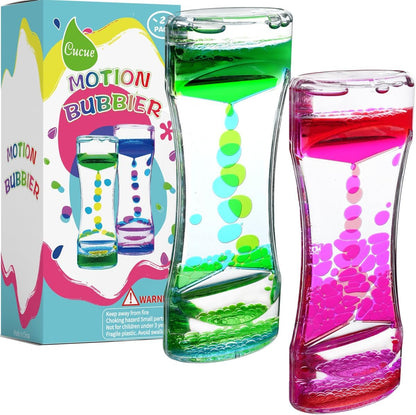 Liquid Motion Bubbler Timer, Colorful Liquid Hourglass Sensory Toys with Floating Droplets for