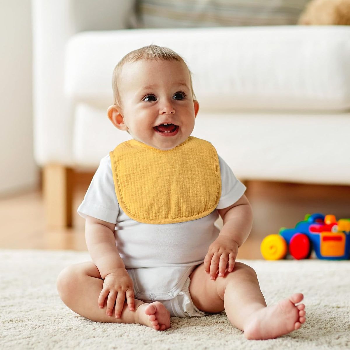 6-Pack Muslin Baby Bibs for Unisex Boys Girls, Cotton Baby Drool Bibs, Drooling and Teething Bibs