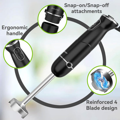Immersion Blender Handheld Hand Blender, 1000W 5 in 1 Hand Mixer Stick, BPA-Free 12 Speed Handheld
