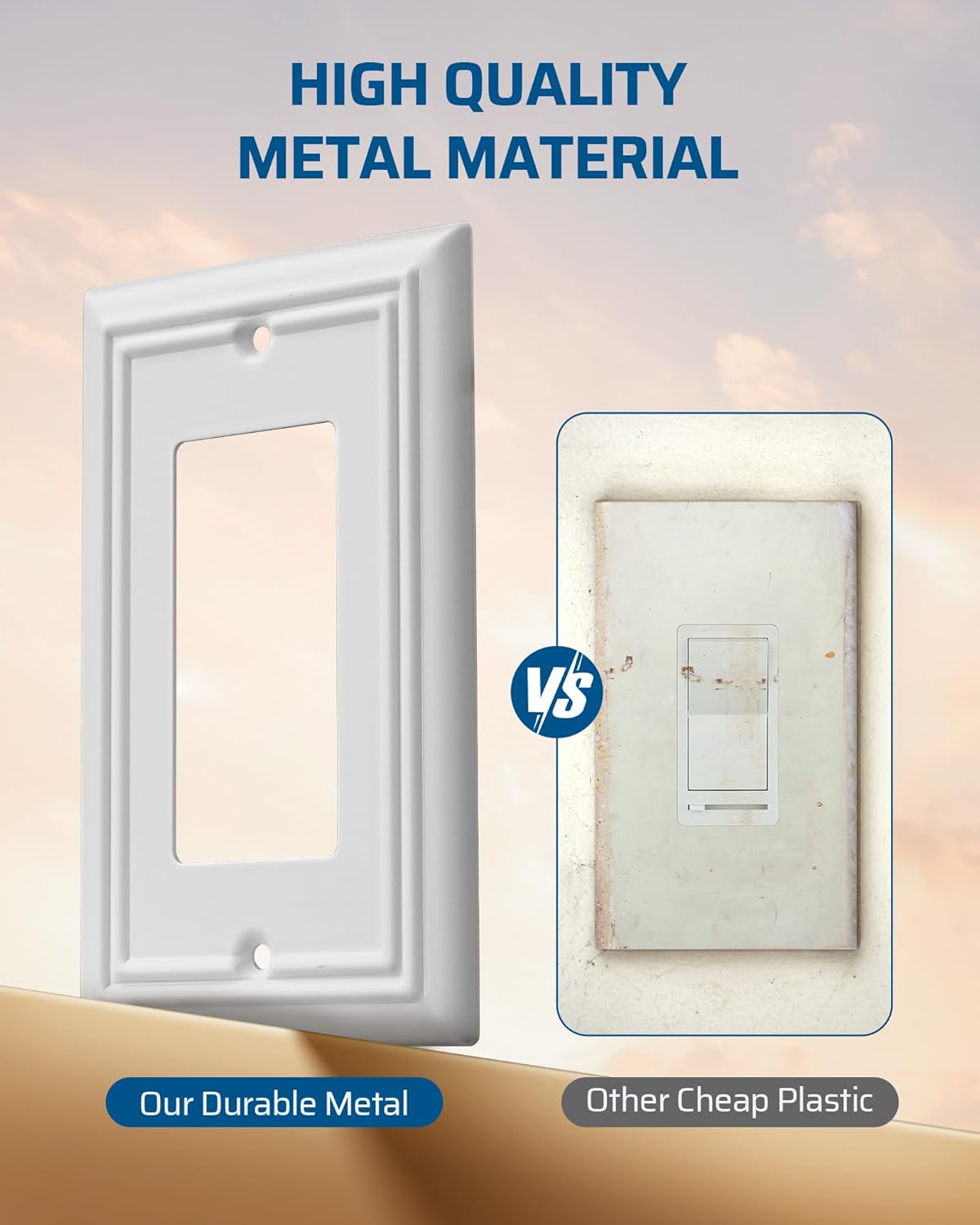 DEWENWILS Decorator Outlet Covers, White Metal Light Switch Cover Plates, 4.92" x 3.14" Decorative