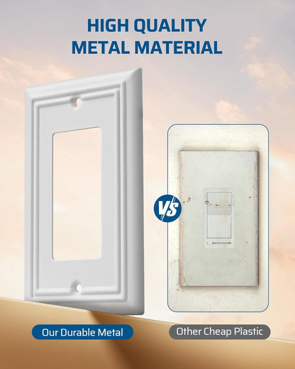 DEWENWILS Decorator Outlet Covers, White Metal Light Switch Cover Plates, 4.92" x 3.14" Decorative