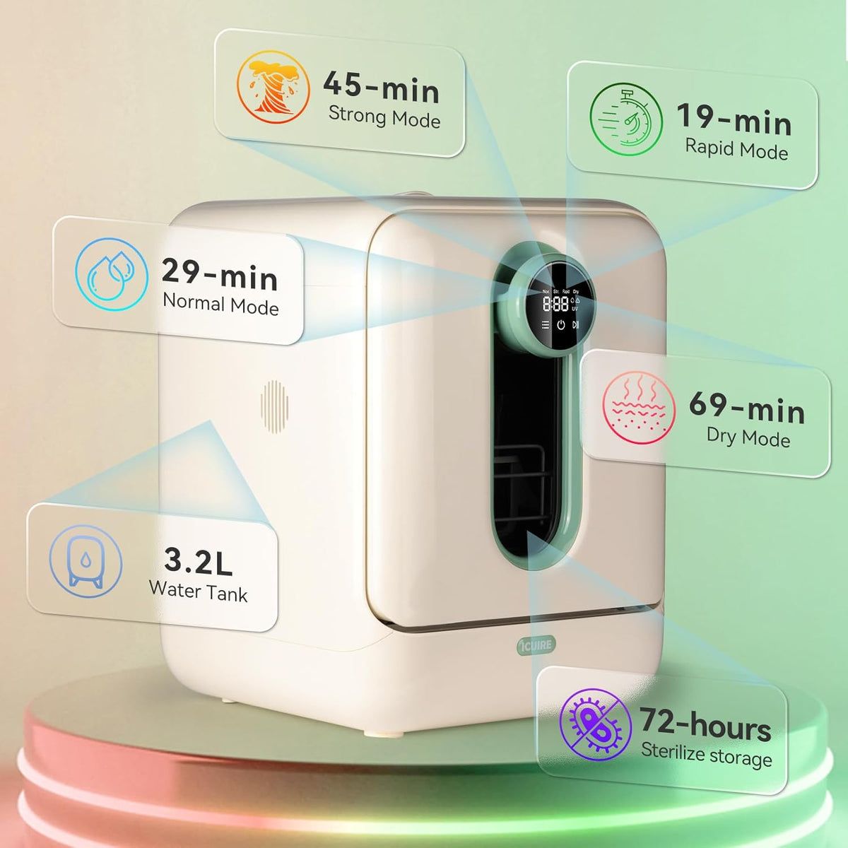 ICUIRE Baby Bottle Washer, Sterilizer & Dryer Pro, Newborn Essential for Parents One-Hand