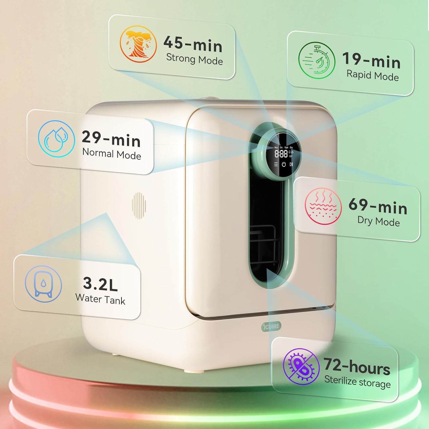 ICUIRE Baby Bottle Washer, Sterilizer & Dryer Pro, Newborn Essential for Parents One-Hand