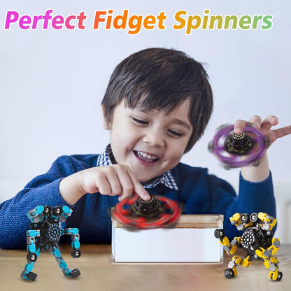 Transformable Fidget Spinners 4 Pcs for Kids and Adults Stress Relief Sensory Toys for Boys and