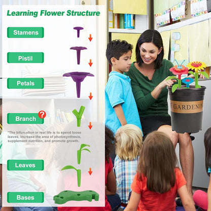 BIRANCO. Flower Garden Building Toys - Build a Bouquet Floral Arrangement Playset for Toddlers and
