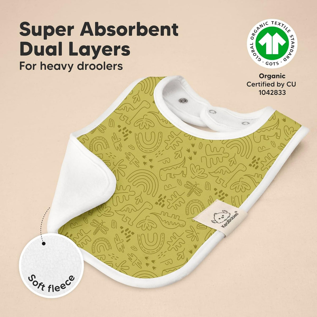KeaBabies 8-Pack Organic Baby Bibs for Boys, Girls - Super Absorbent Cotton Drool Bibs for Baby