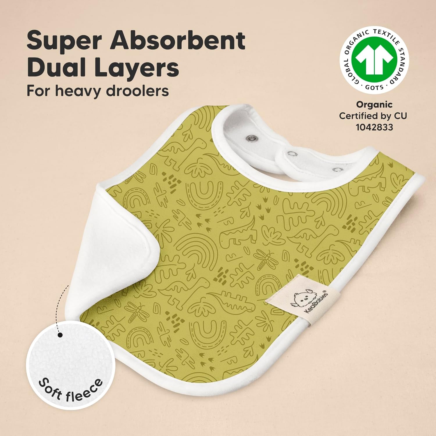 KeaBabies 8-Pack Organic Baby Bibs for Boys, Girls - Super Absorbent Cotton Drool Bibs for Baby