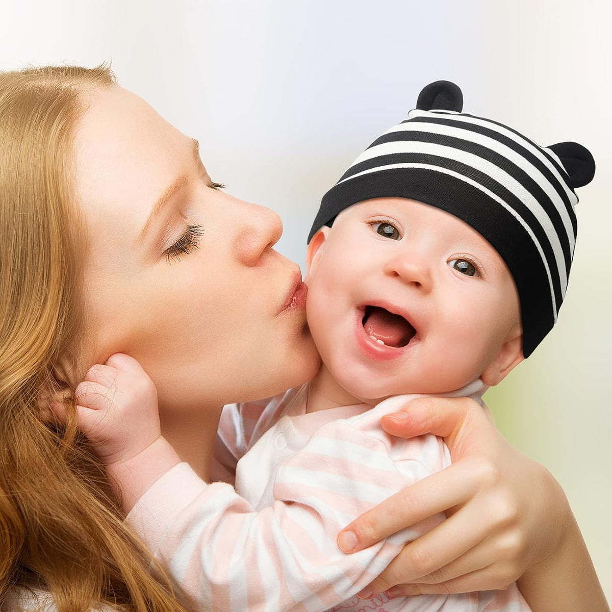 Geyoga 6 Pieces Newborn Baby Hat Bear Ears Infant Caps Baby Boy Girl Toddler Hats Infant Beanie