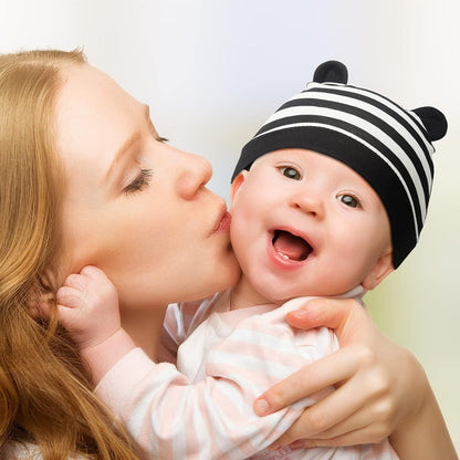 Geyoga 6 Pieces Newborn Baby Hat Bear Ears Infant Caps Baby Boy Girl Toddler Hats Infant Beanie