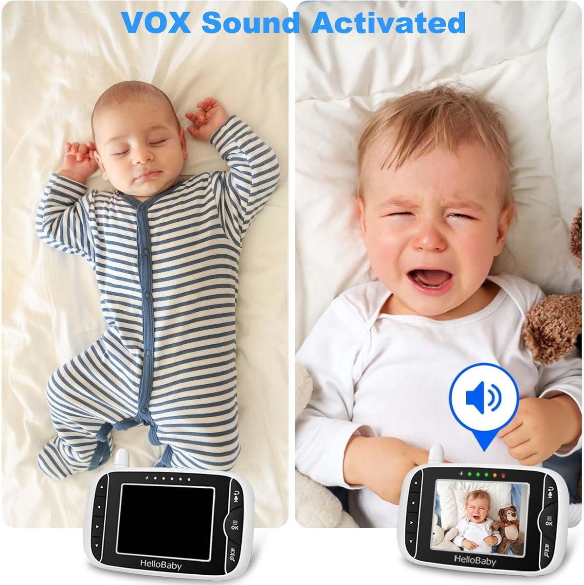 Video Baby Monitor with Camera and Audio, 3.2Inch LCD Display, Infrared Night Vision, Two-Way Audio