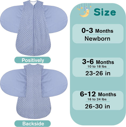 Fleece Newborn Sleep Sack Baby Swaddle,3-Way Adjustable Wearable Blanket,2 Pack Fleece Swaddling