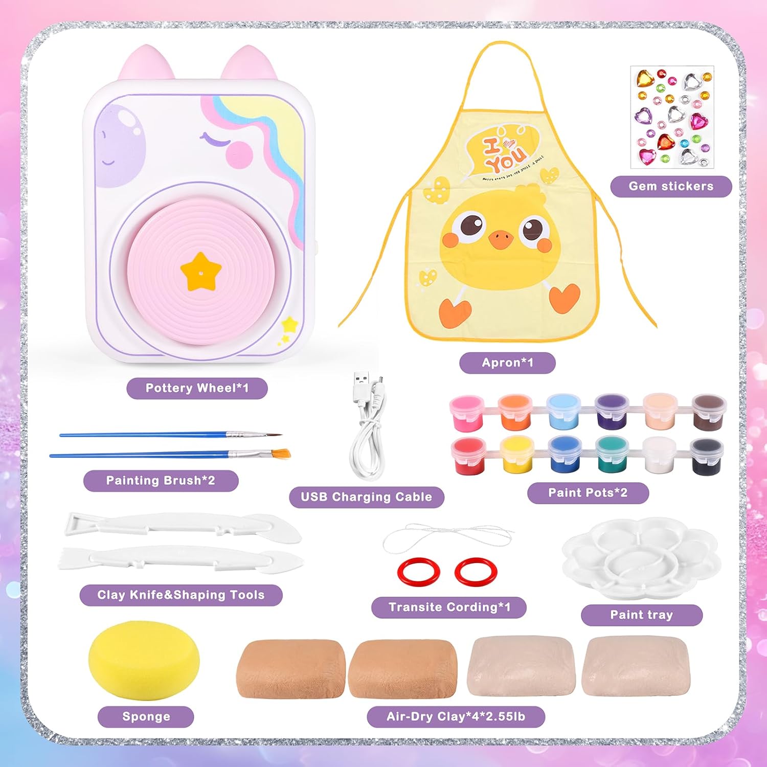 Pottery Wheel for Kids，Art Supplies Arts & Crafts Kit, Crafts Toys for Girls 8-12, Pottery Studio