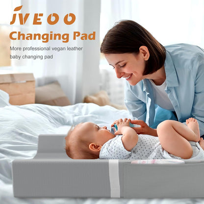 Vegan Leather Baby Changing Pad, Waterproof & Wipeable Soft Diaper Changing Mat 32" x 16.6"