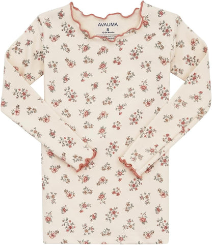 AVAUMA Baby Boy Girl Pajama Set 6M-7T Kids Cute Toddler Snug fit Flower Pattern Design Pjs Cotton