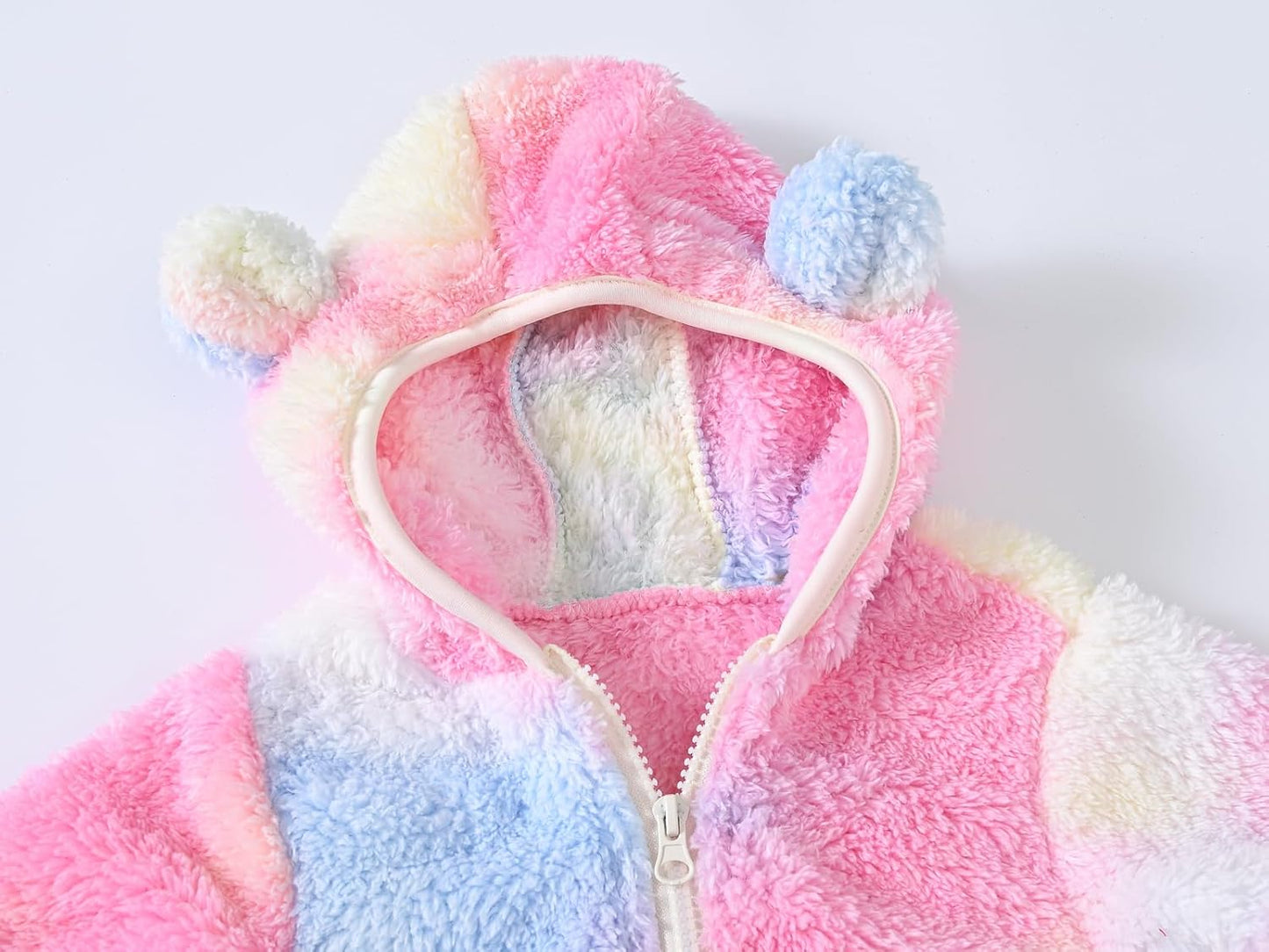 AIWUHE Toddler Boys Girls Hooded Jacket Fleece Hoodie Winter Warm Solid Color Teddy Coat Zip-up