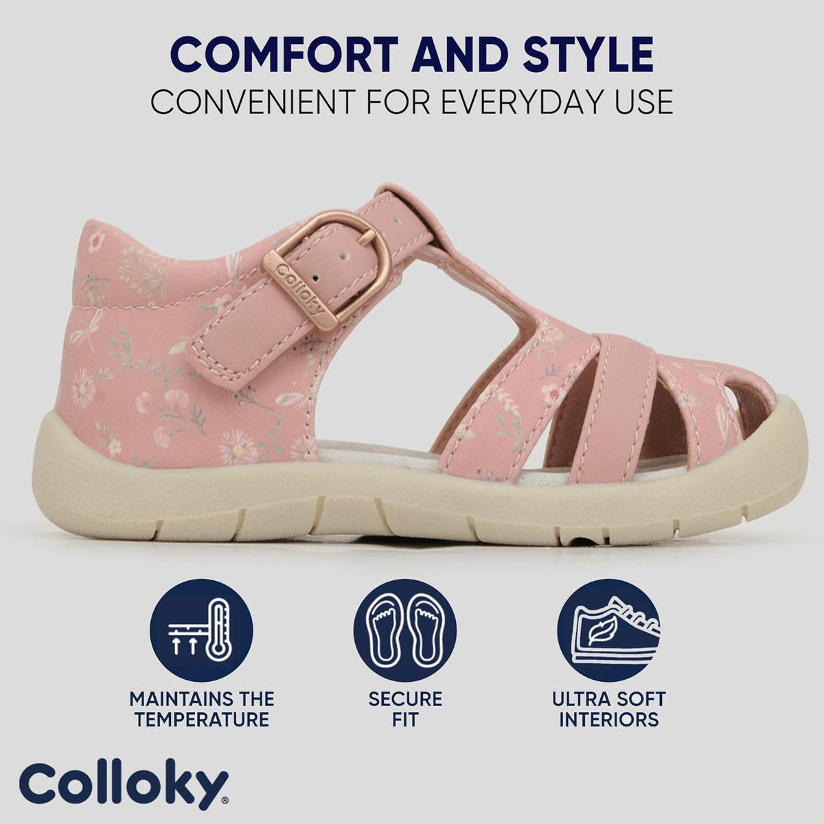 Toddler Girls Fisherman Buckle Sandals - Comfortable Summer Sandals with Closed Toe & Adjustable