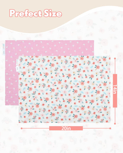 ALVABABY Toddler Pillowcases Fits 14x20in,13x18in Kids Cotton Baby 2 Packs Envelope Kids Pillow